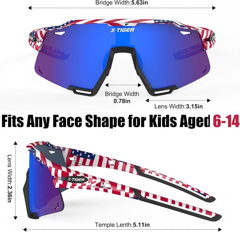 Xtiger Polarized Kids Sunglasses Youth Baseball Sunglasses UV400 Boys Girls Sports Sun Glasses for Softball Cycling Scooter - Image 3
